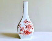 Vista Alegre porcelain vase, Goa pattern Portuguese porcelain terracotta colour decoration