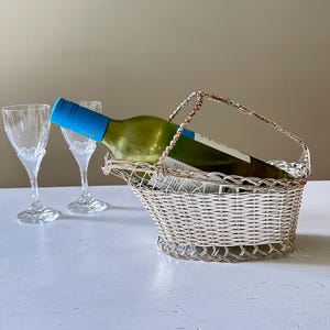 Vintage silver plated wine bottle basket, 1960s