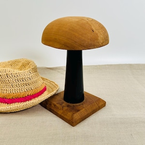 Vintage Millinery Hat Mold on Wooden Stand - Decorative Hat Block