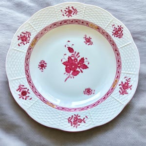Vintage Herend porcelain Hungary Chinese Bouquet Raspberry soup plate