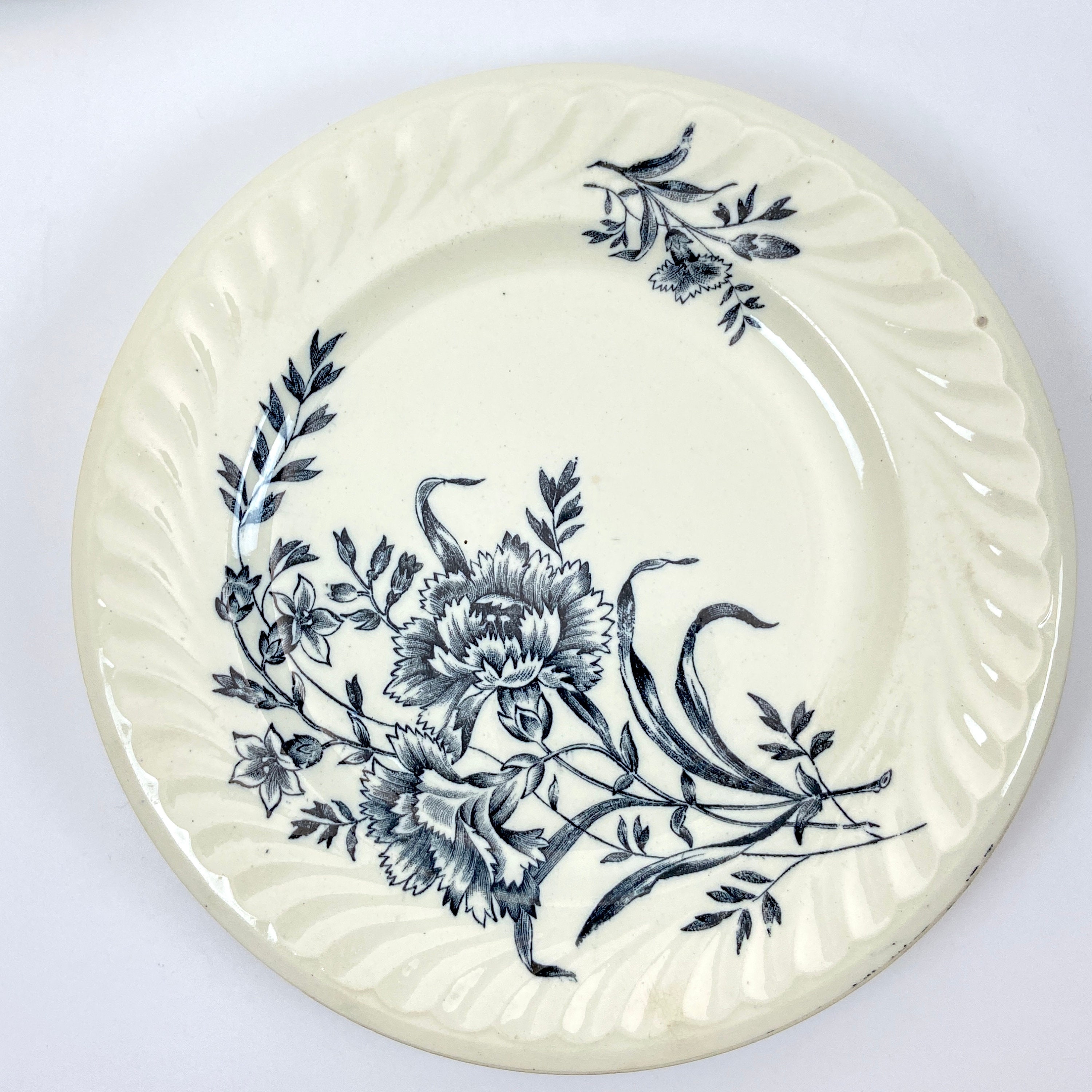 Vintage French Dinner Plates Set of 8 Fluted Plates Blue Etsy