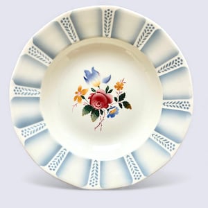 Vintage French plates, set of 6 deep plates by Sarreguemines, pattern Claude