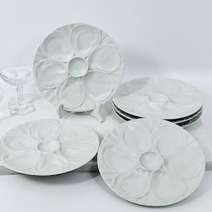 Vintage French oyster seafood plates by Pillivuyt