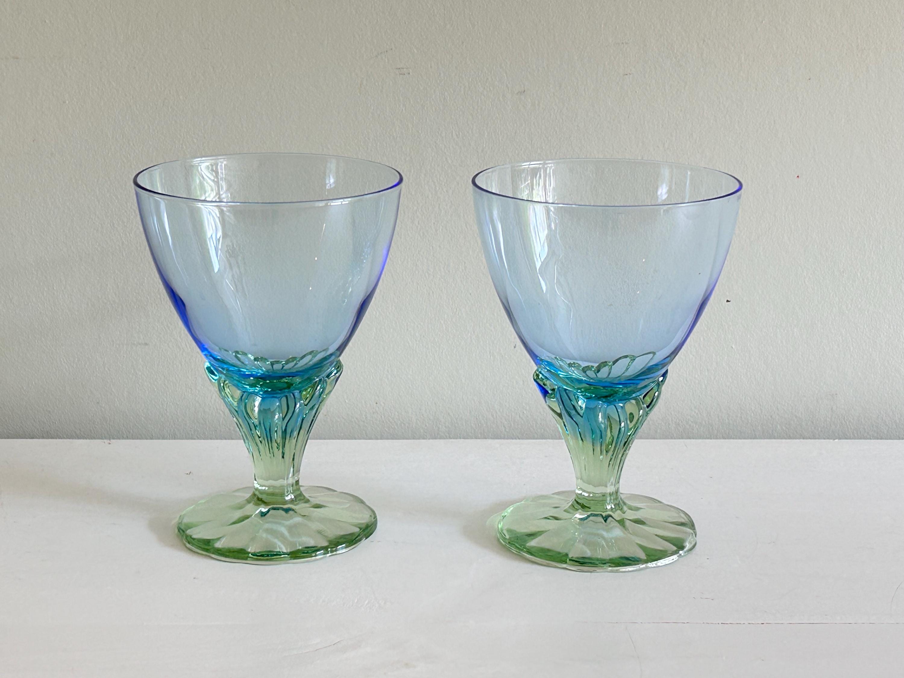 Bormioli Rocco Blue and Green Glasses - Etsy display picture 1