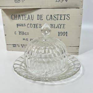 Vintage Glas Käseglocke, Cloche für Käse, Lebensmittelabdeckung, Servierplatte