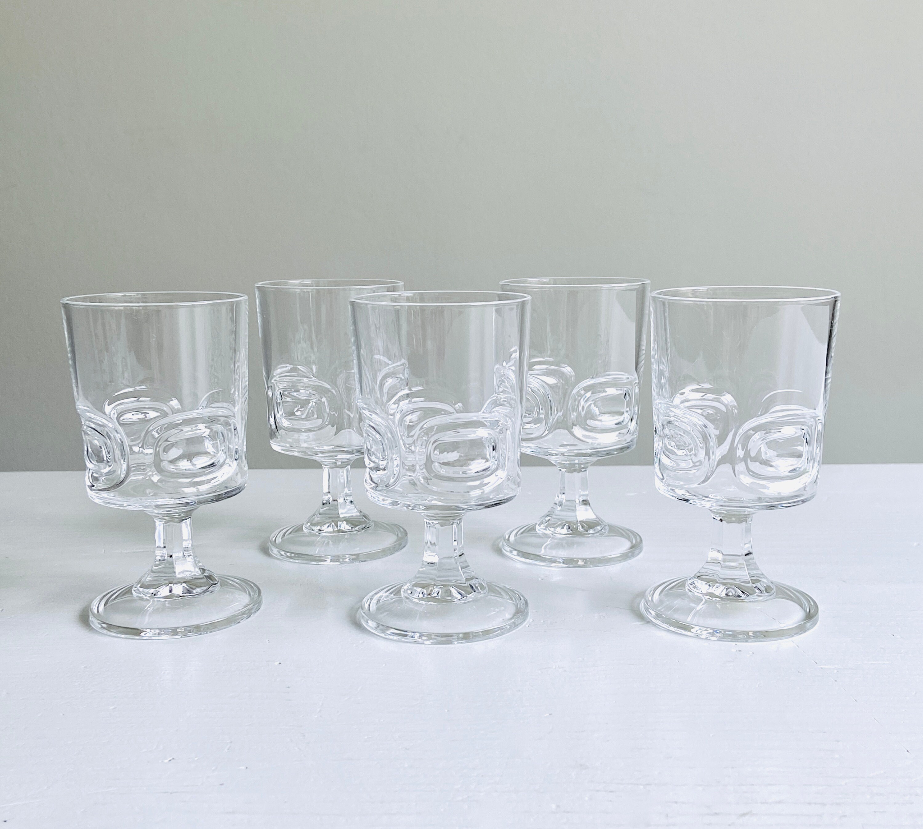 Pair of Lead Crystal 7.25 Wine Glasses Water Goblet Vintage Set of 2