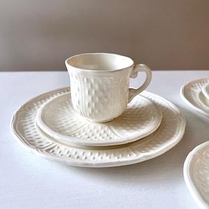 Vintage Gien France Demitasse Set: Pont aux Choux Cups & Lunch Plates