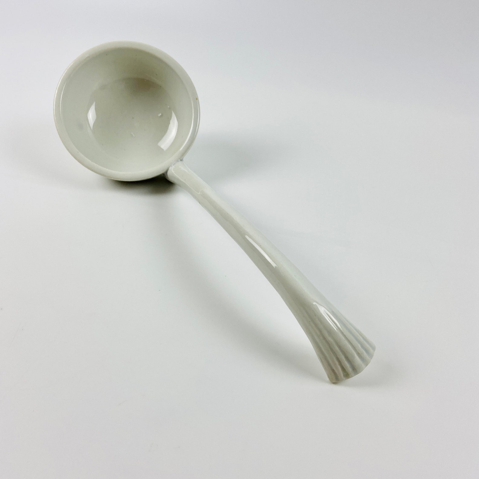 Antique ceramic soup ladle offwhite stoneware soup ladle Etsy