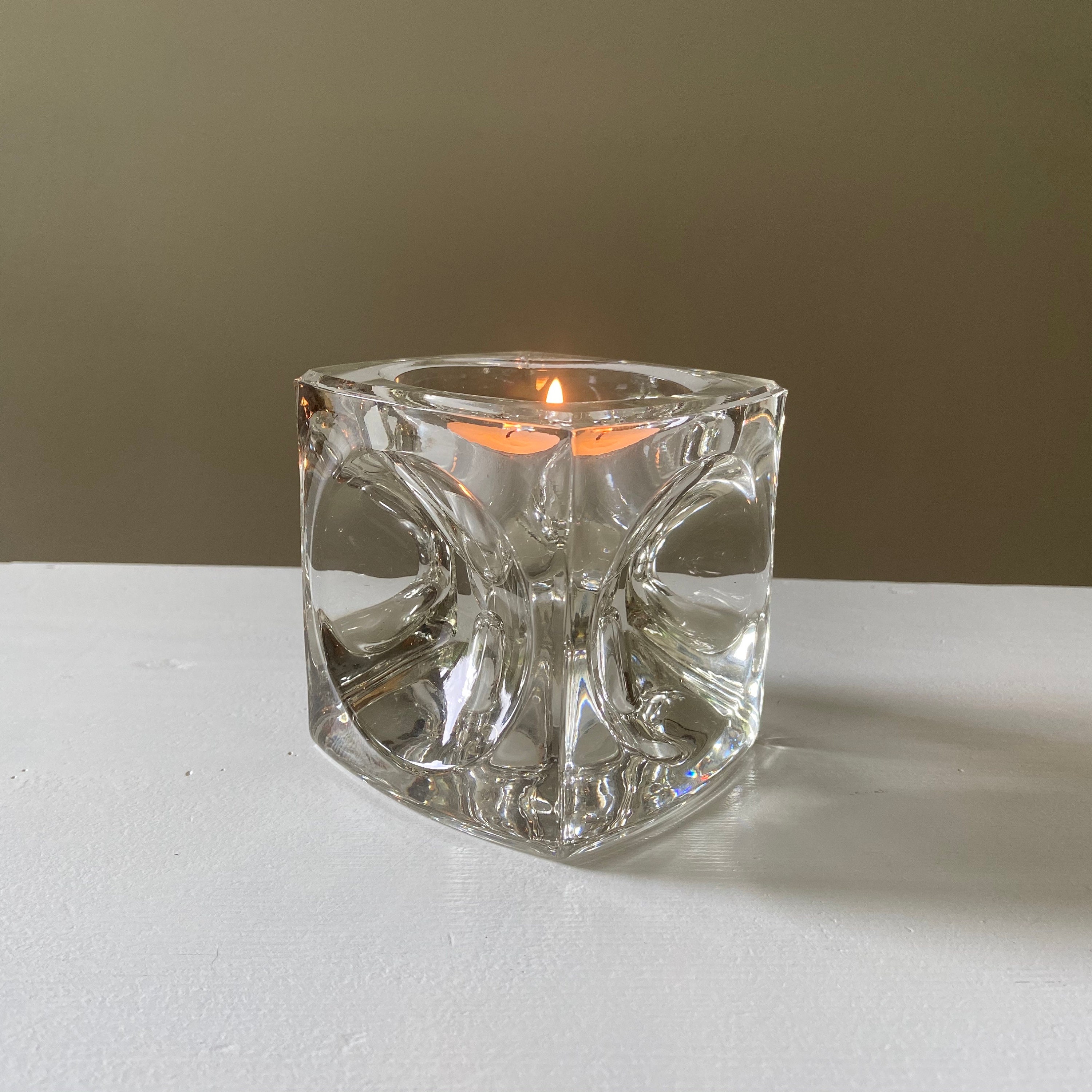 Vintage Glass Ice Cube Candle Holders 1970s Block Candle Etsy Australia