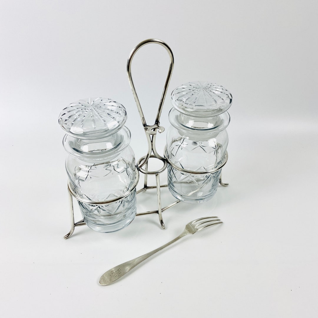 Vintage Cut Crystal Jars in Silver Plate Holder Jam Jars With Etsy