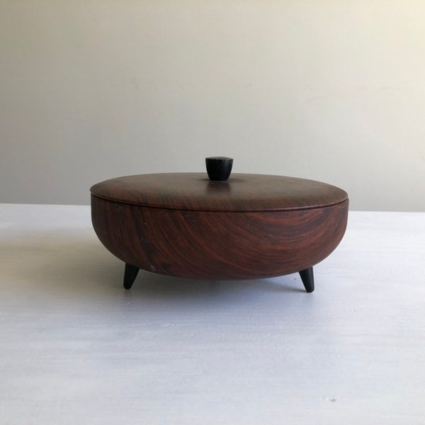 Mid century modern faux wood tin box 1950s-60s