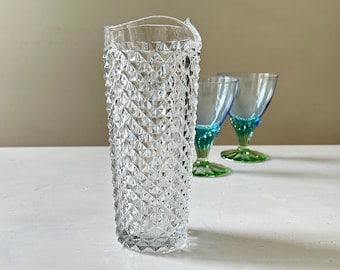 Cocktail martini mixing pitcher, cut glass barware, 1950s