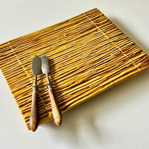Vintage cheese serving platter by Boch, natural straw pattern cheese platter with serving set