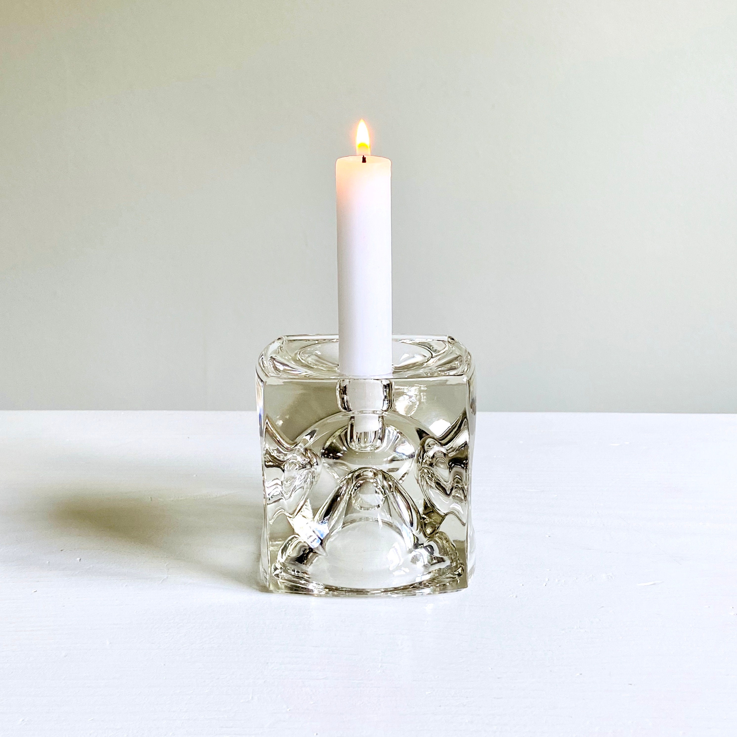 Pair of Sklo Union Czech glass ice cube candle holders 1965 Etsy