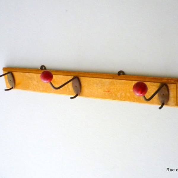 Vintage atomic style coat rack, mid century coat hanger, retro coat hooks