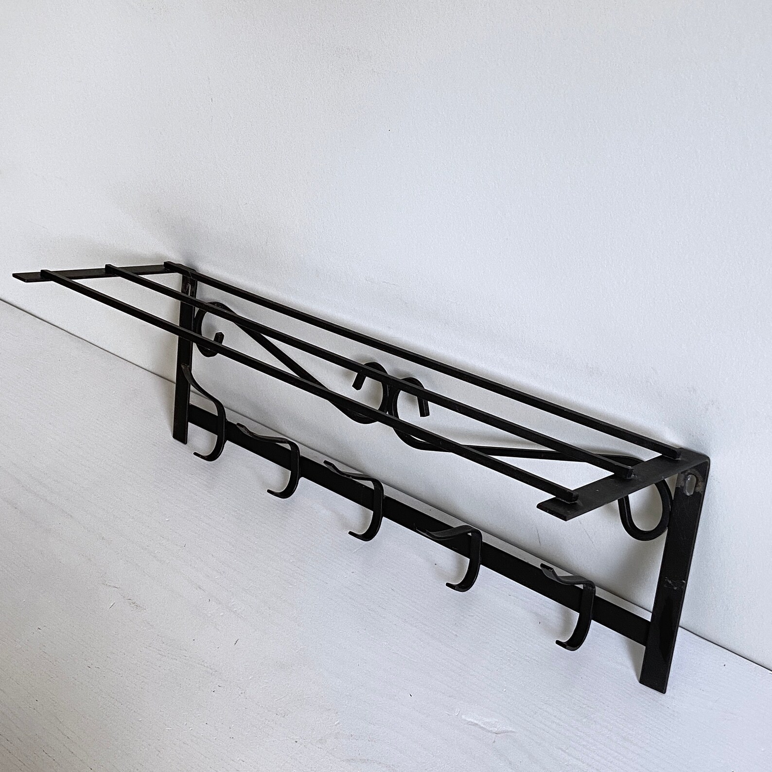 Vintage French coat rack in wrought iron black mid century Etsy