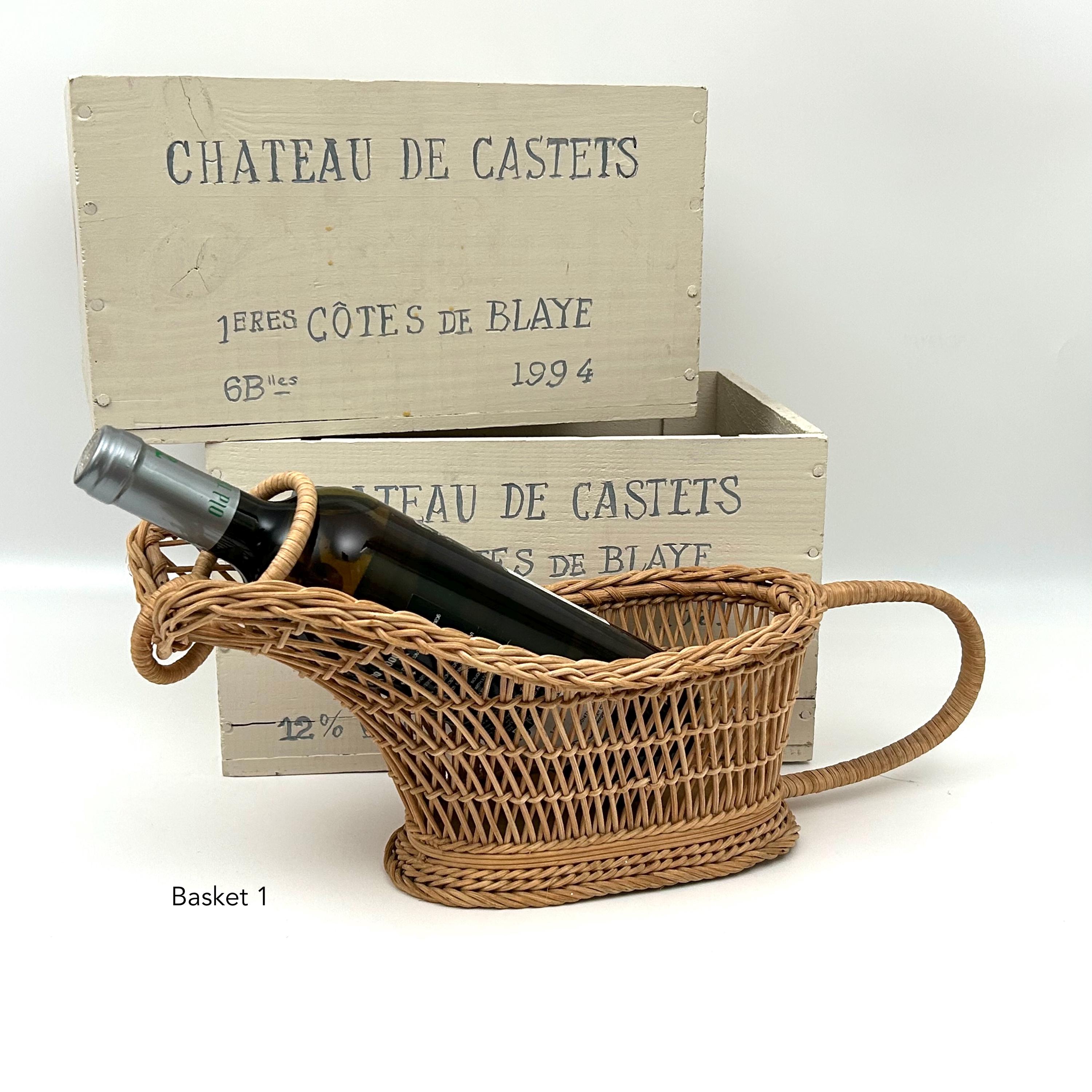 Vintage Basket Wine Bottle Holders, Choice of Wicker Bottle