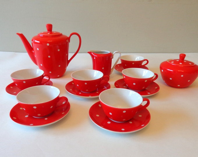 Fifties Tea Set German Porcelain Children's Tea Set Red Etsy