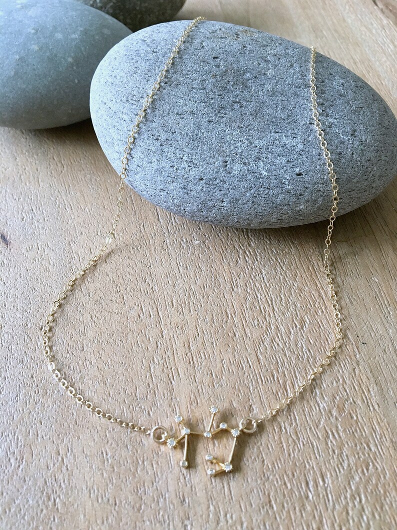14k gold filled zodiac necklace constellation necklace cz zodiac jewelry astrology jewelry birth sign necklace cubic zirocnia necklace gift