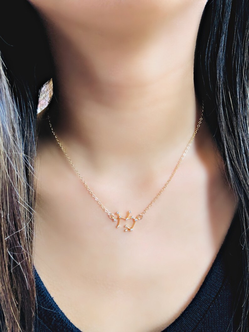 14k gold filled zodiac necklace constellation necklace cz zodiac jewelry astrology jewelry birth sign necklace cubic zirocnia necklace gift