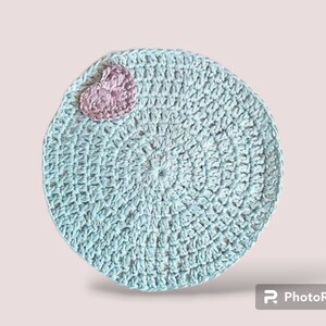 MADE TO ORDER Crocheted placemat mint and lilac with hearts image 2