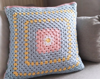 crochet pillow cover- granny-crochet-pillow cottage-style-deco-cottage-style-pillow cover