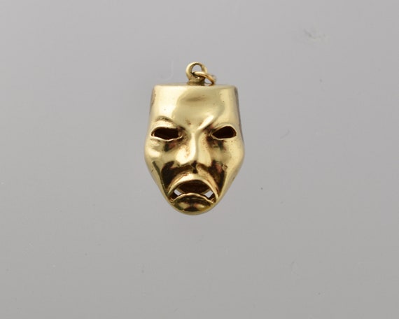 14K White Gold Solid Comedy//Tragedy Charm