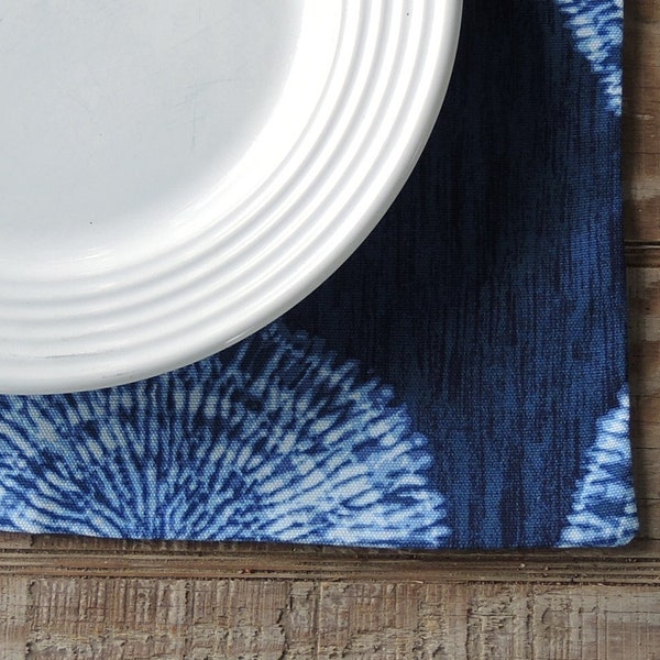 Blue Mandala Lined Cotton Placemats Set of 4 Modern Home Decor Table Settings Custom Order, Holiday Table Decor