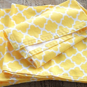 Cloth Napkins Eco Friendly Dinner Napkins Set of 4 Yellow Geometric Print Handmade Cotton Napkins, Reusable, Custom Order image 5