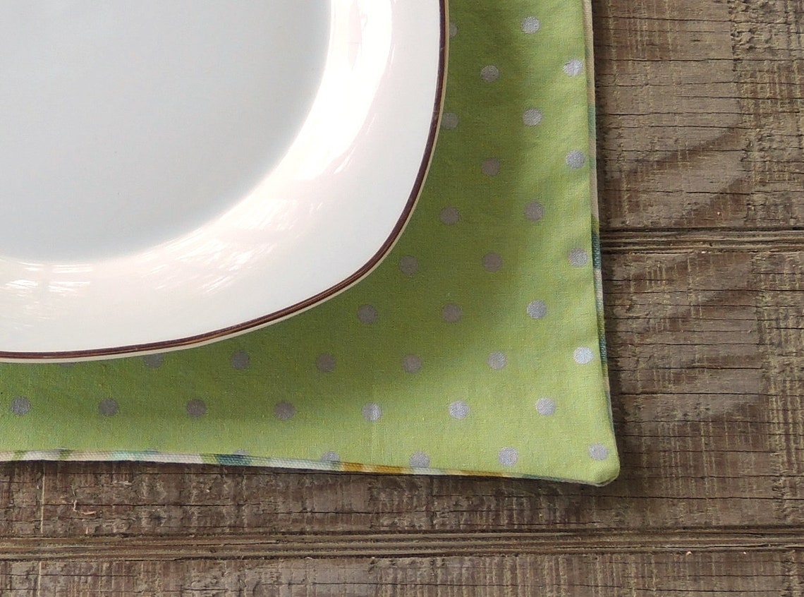 Modern Green Print Reversible Placemats Set of 4 Spring Green Etsy