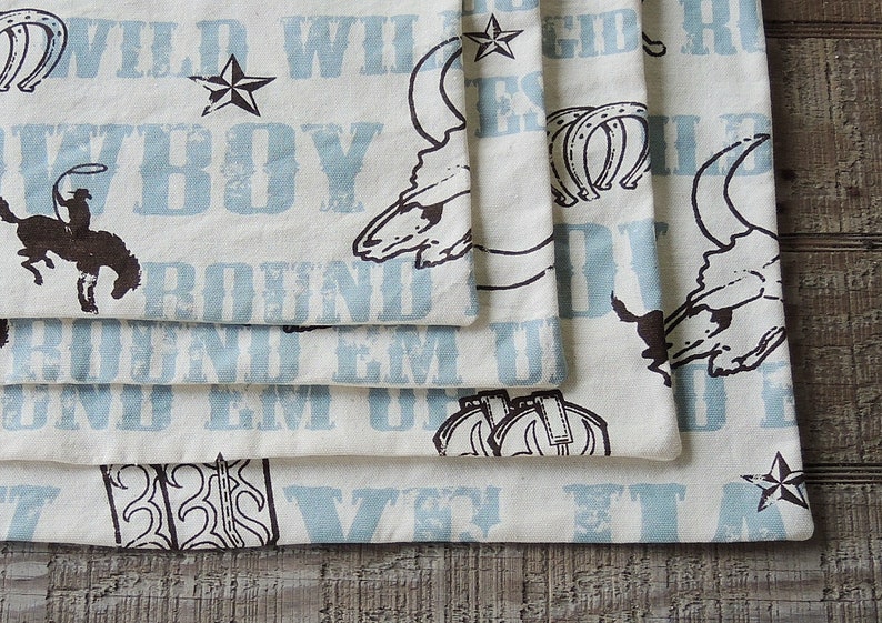 Western Print Lined Placemats Set of 4 Novelty Placemats Table Etsy