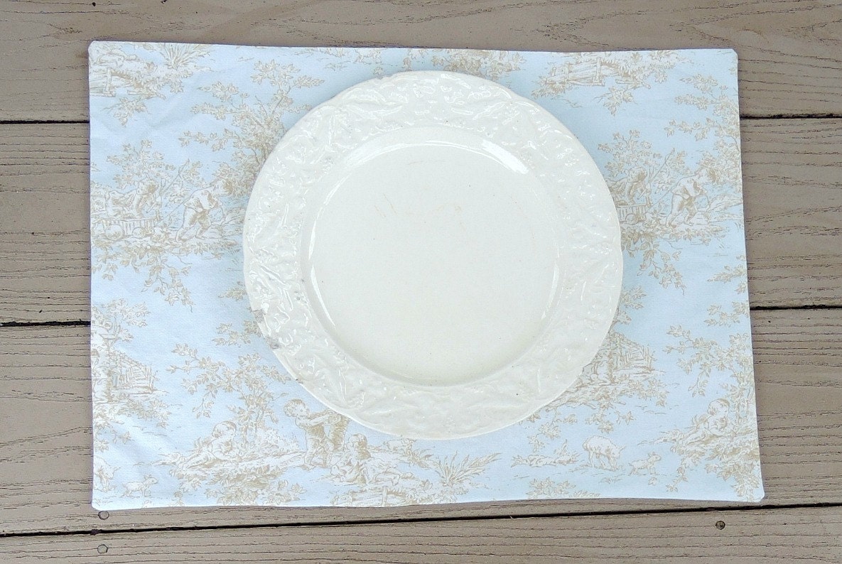 Blue and White Toile Placemats Set of 4 Lined Mats Tea Party Etsy