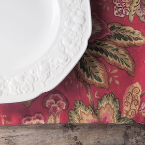Red Floral Lined Placemats Set of 4 Home Accents, Table Center Piece Table Mats Custom Order