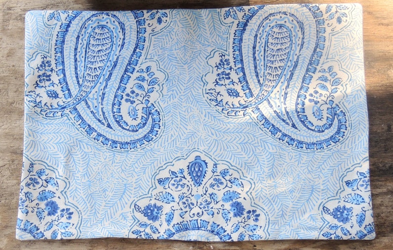 White and Blue Paisley Lined Cotton Placemats Set of 4 Beach Cottage Modern Farmhouse Home Decor Table Settings Custom Order image 4