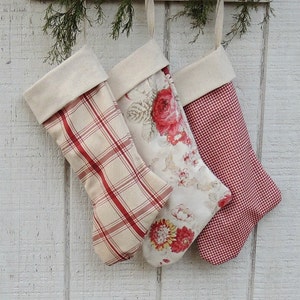 English Country Farmhouse Christmas Stockings, Choice of 1, Heirloom, Custom Order, Holiday Decor, Waverley Norfolk Rose Lined, For the Home image 3