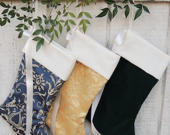 Gorgeous Blue, Gold or Green Christmas Stockings Imperial Collection Choice of 1 of 3 Designs, Holiday Mantle Decor