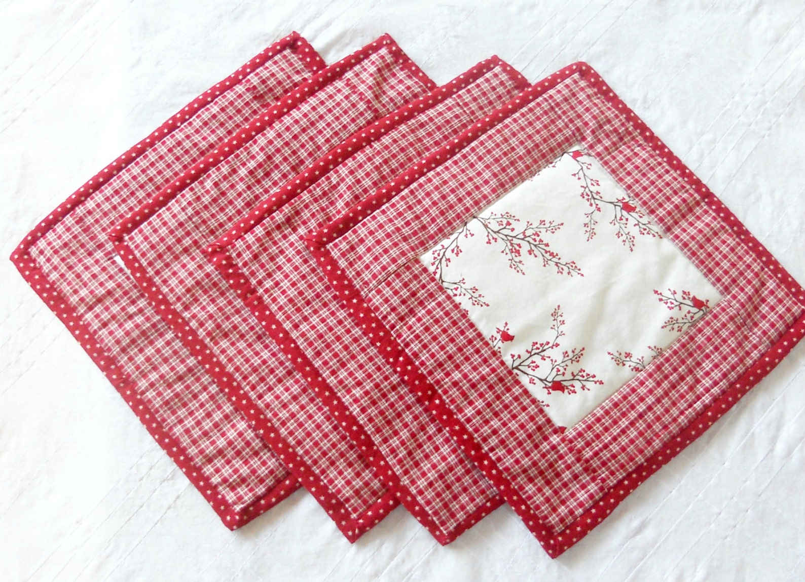 Modern Rustic Farmhouse Square Placemats Set of 4 Quilted Mats Etsy