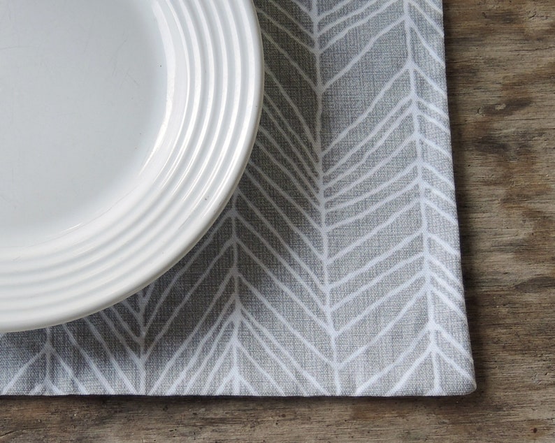 Scandinavian Modern Gray and White Lined Placemats Set of 4 Etsy