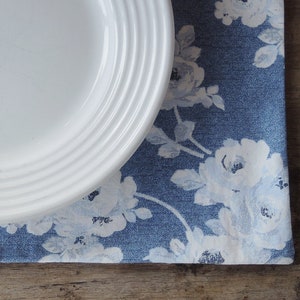 Soft Denim Blue Roses Lined Placemats Set of 4 Better Homes and Gardens Custom Order Housewarming Gift Inspired