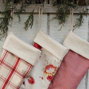English Country Farmhouse Christmas Stockings, Choice of 1, Heirloom, Custom Order, Holiday Decor, Waverley Norfolk Rose Lined, For the Home image 2