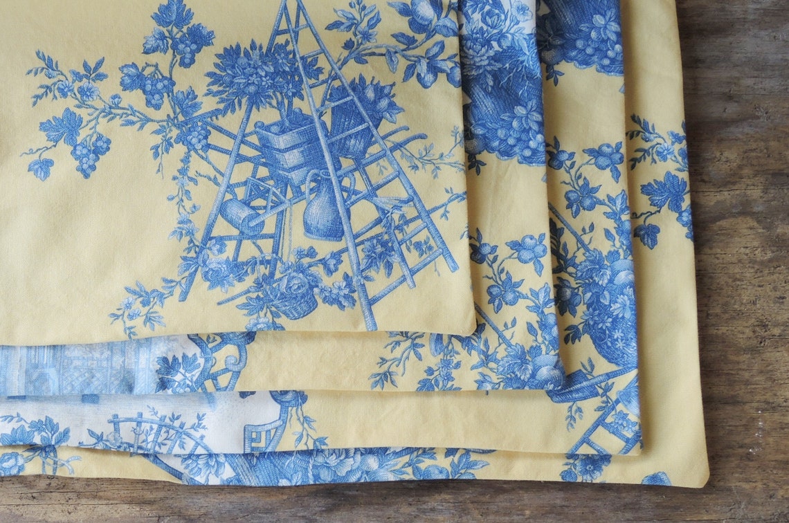 French Country Blue and Yellow Toile Placemats Set of 4 Etsy