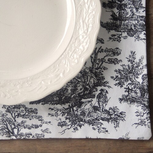 French Country Black and White Toile Placemats Set of 4 Etsy