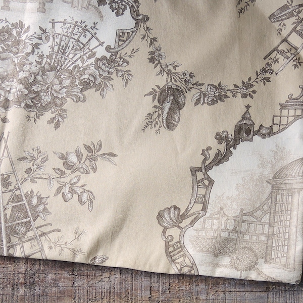 Soft Beige and Brown Pastorale Toile' Lined Table Runner Home Decor