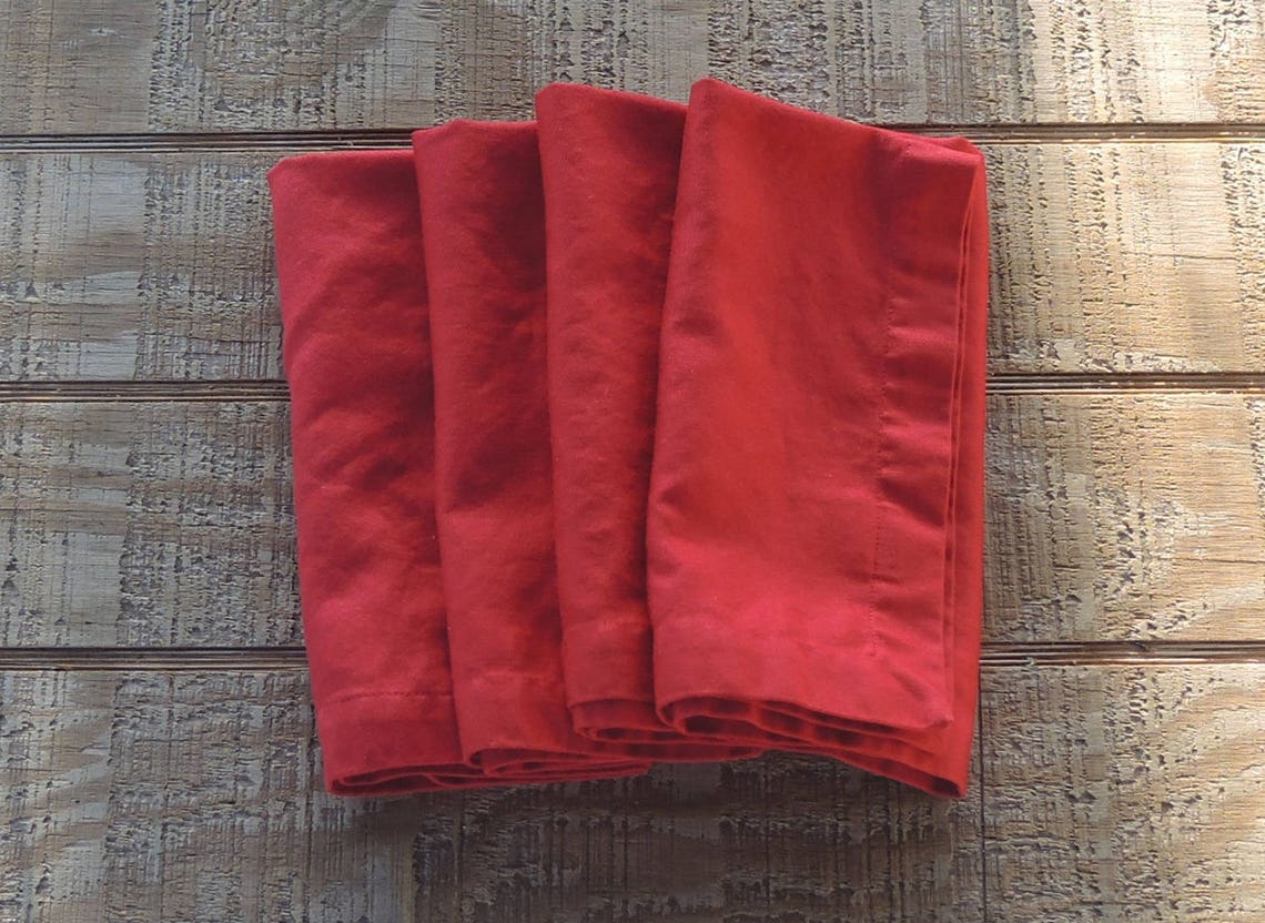 Set of 4 Red Cotton Cloth Dinner Napkins Eco Friendly Vintage Cotton ...