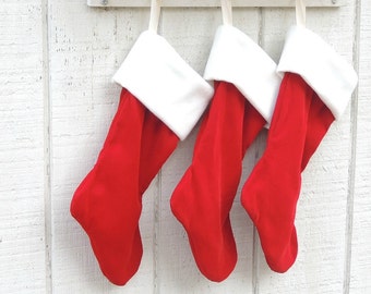 Old Fashioned Red Velvet Christmas Stockings, Heirloom, Custom Order, Holiday Decor, Seasonal, Lined, Special Order