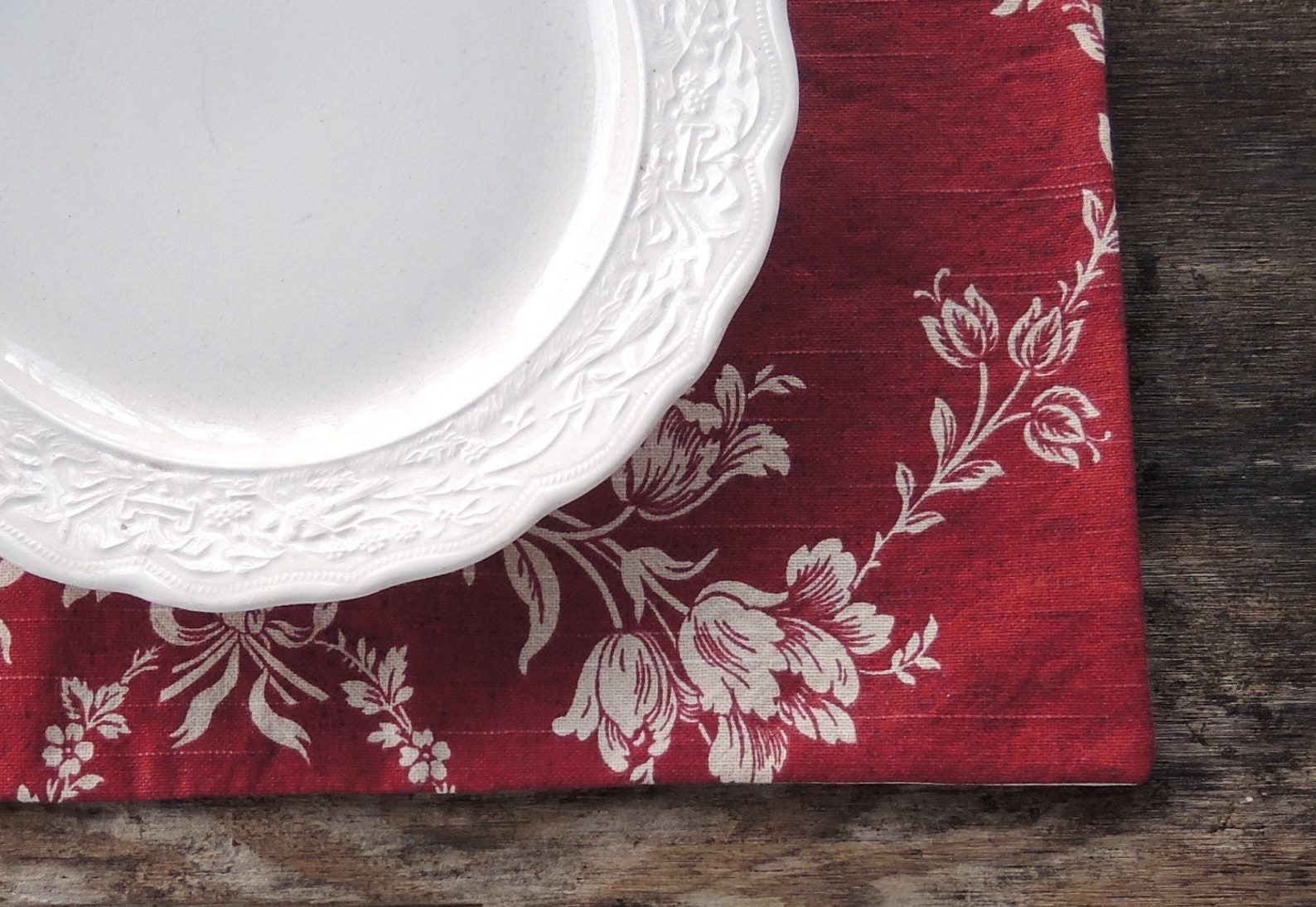 Waverly Red Toile Placemats Set of 4 Lined Placemats Red Cream Etsy