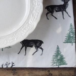 Rustic Farmhouse Reindeer Placemats Set of 4 Table Mats Rustic Modern Deer and Trees Christmas Custom Order Holiday Table Decor