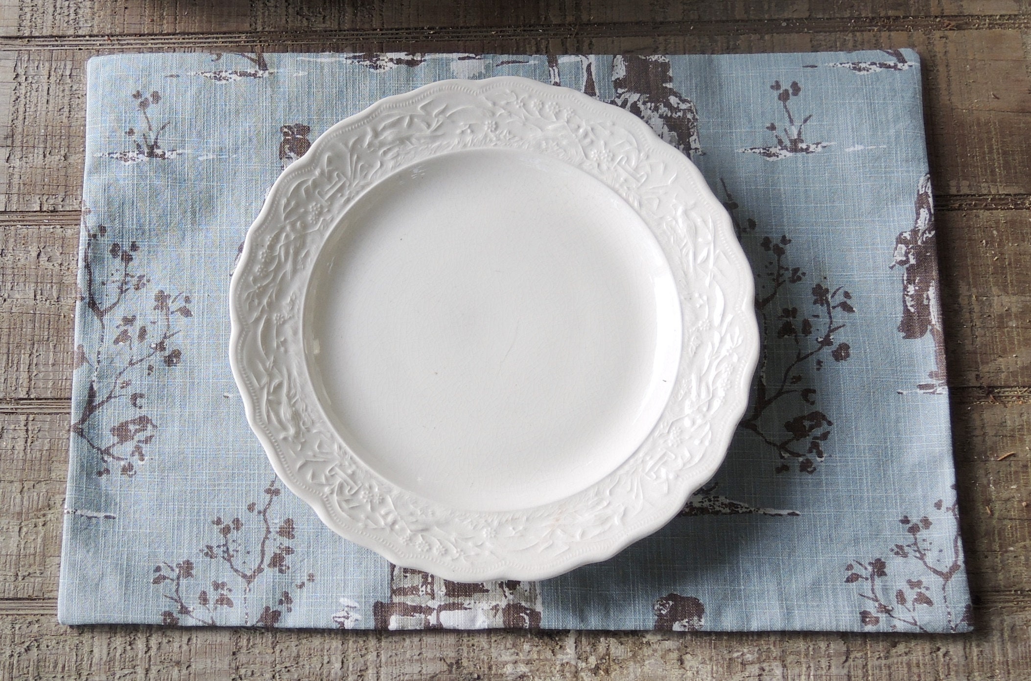 Toile Placemats Set of 4 Blue and Brown Toile Lined Placemats Etsy