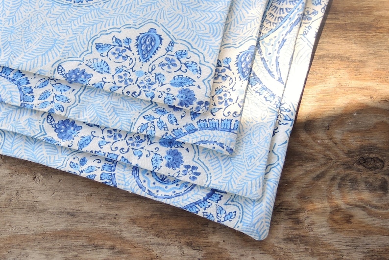 White and Blue Paisley Lined Cotton Placemats Set of 4 Beach Cottage Modern Farmhouse Home Decor Table Settings Custom Order image 6