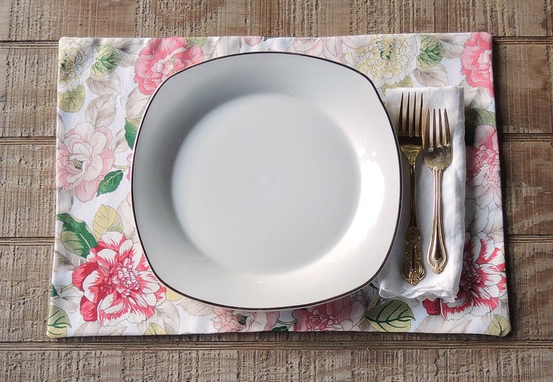 Bright Pastel Floral Lined Placemats Set of 4 Custom Order Etsy